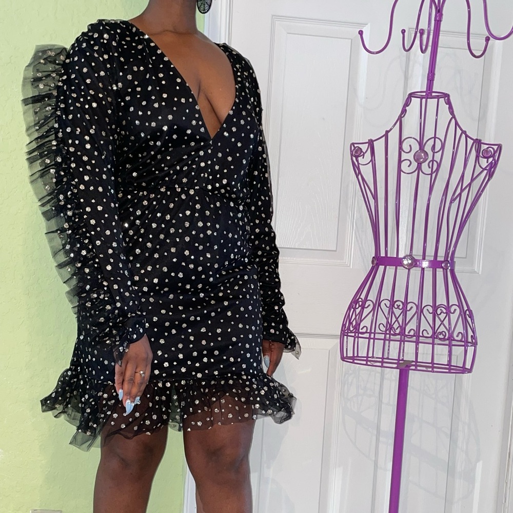 Black with Gold Fringe Dress